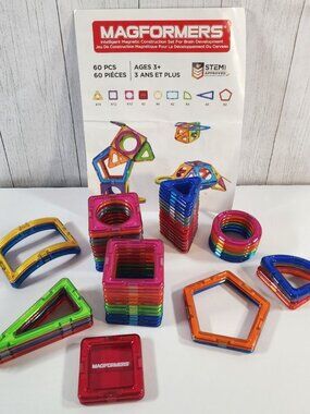 MAGFORMERS MAGNET BUILDING BLOCK TILES STEM MAGNETIC INSTRUCTIONS 60 pc construc